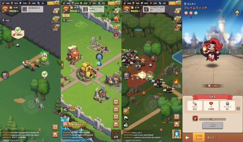 スマホRPG『トップヒーローズ』の序盤のゲームプレイ画面。