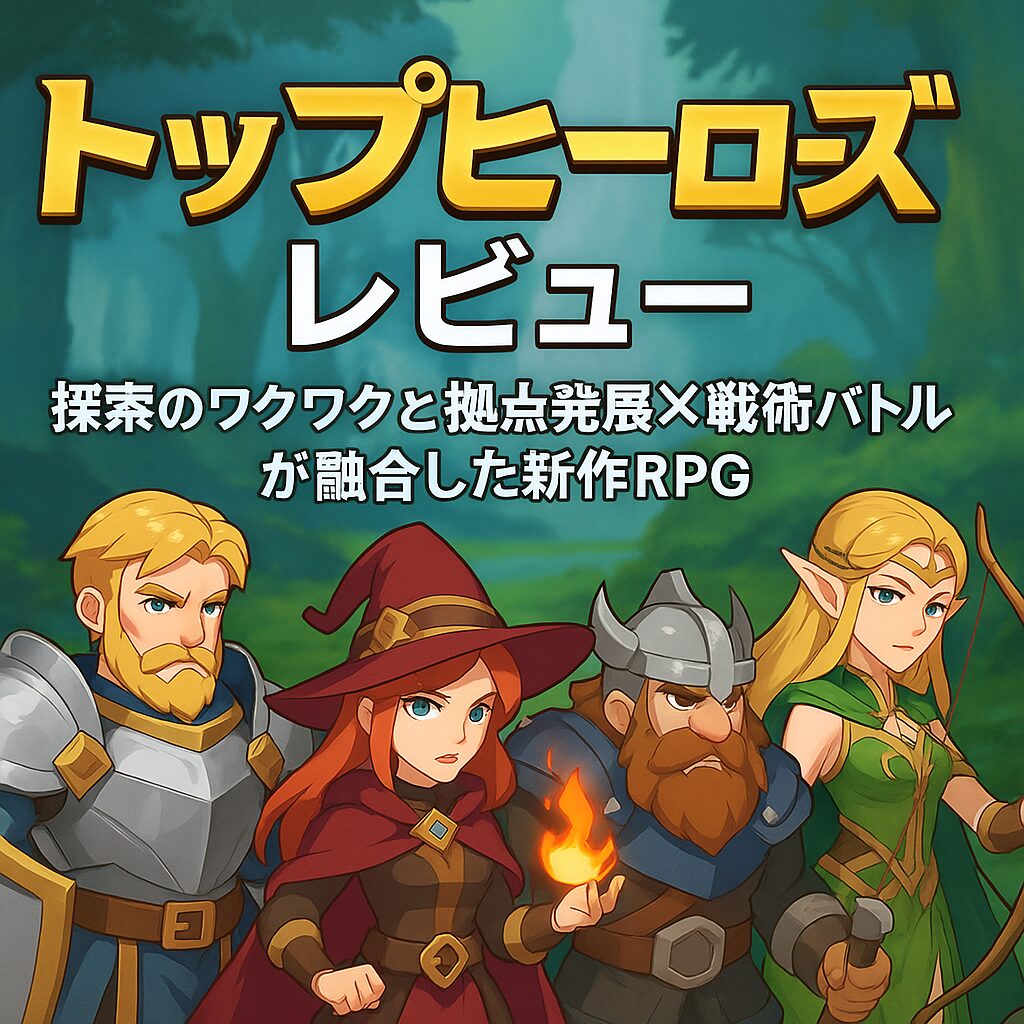 スマホRPG『トップヒーローズ』の評価レビュー記事用アイキャッチ画像