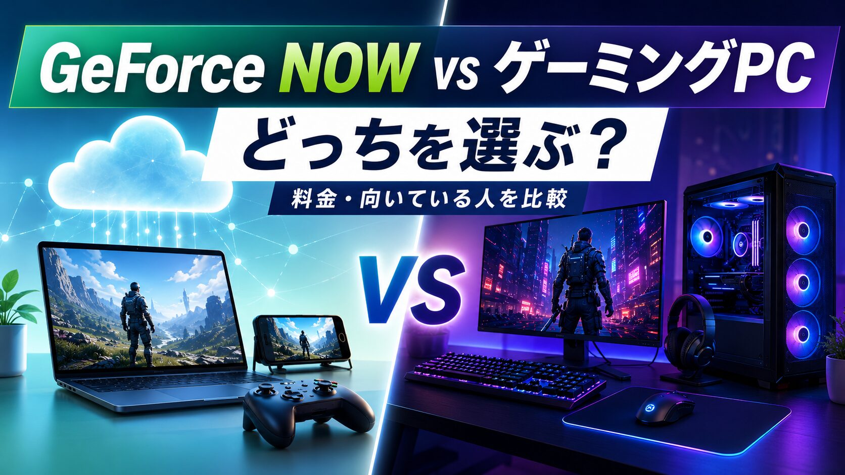 GeForce NOWとゲーミングPCを比較したアイキャッチ画像